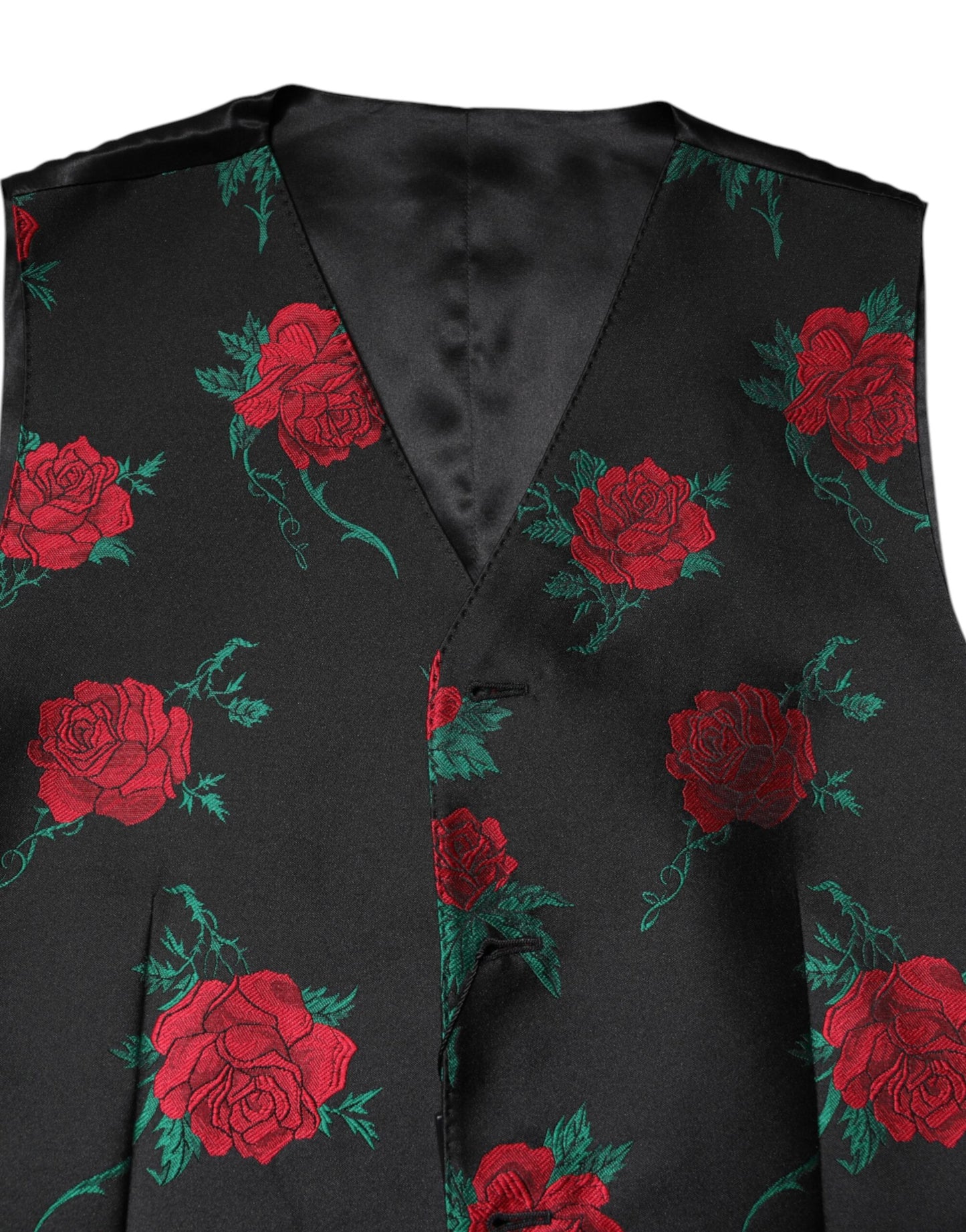Dolce & Gabbana Rote Blumen Brokat Formal Männer Weste Weste
