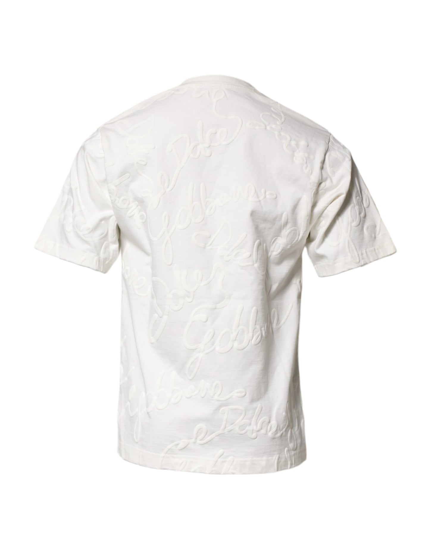 Dolce & Gabbana Weißes T-Shirt mit Rundhalsausschnitt und Logoprägung aus Baumwolle