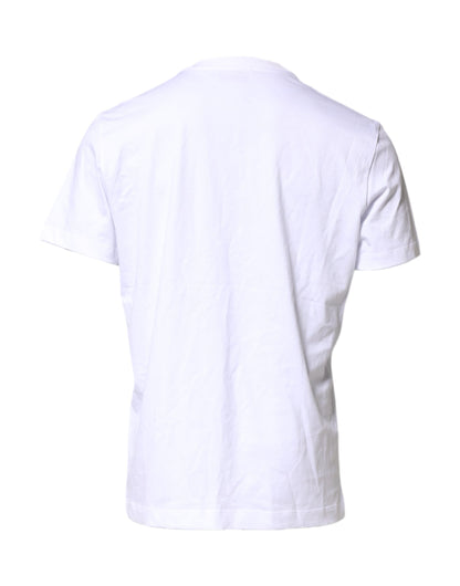 Dolce & Gabbana Weißes T-Shirt mit Rundhalsausschnitt und Logo-Stickerei