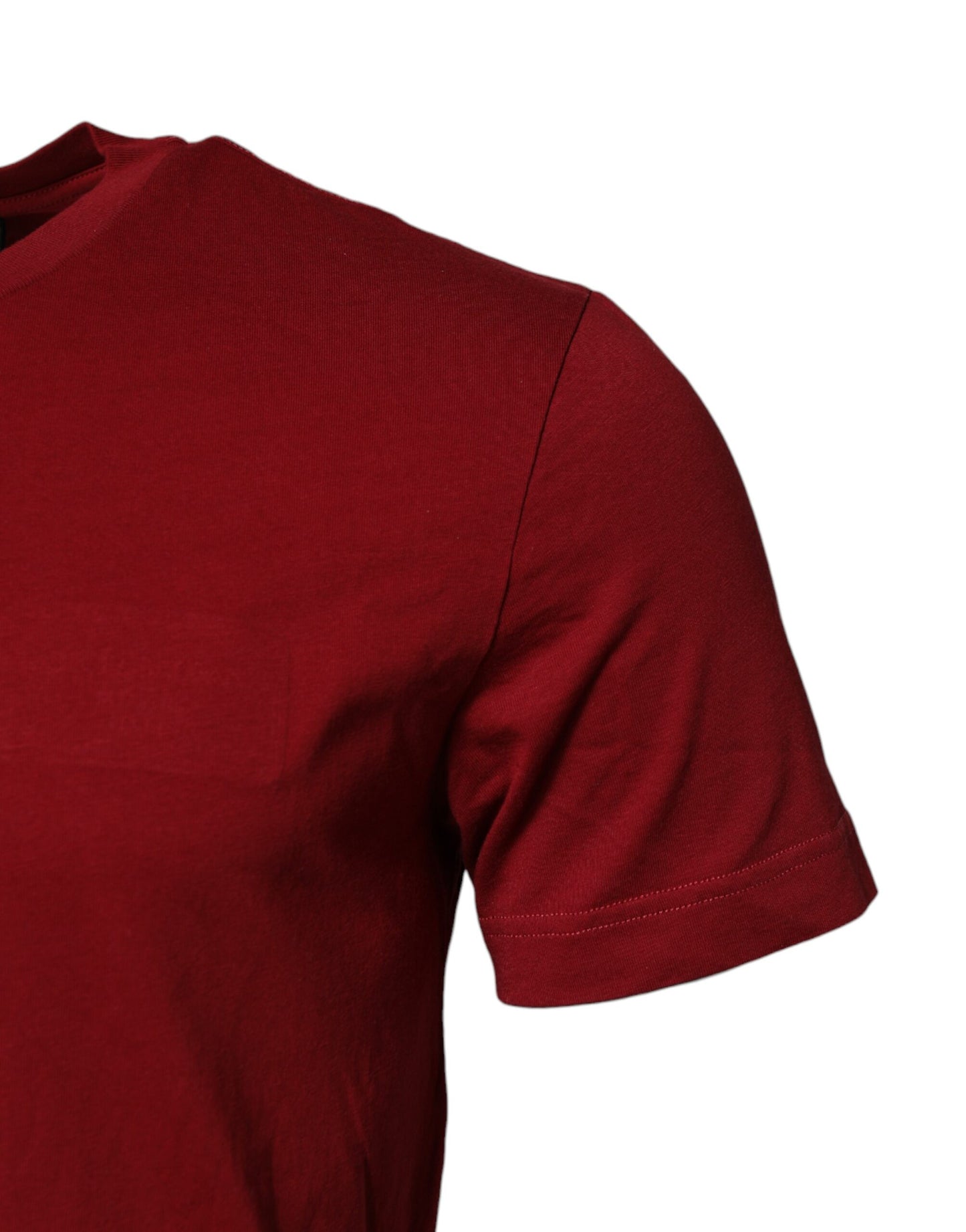 Dolce & Gabbana Rotes Baumwoll-T-Shirt mit kurzen Ärmeln und Rundhalsausschnitt