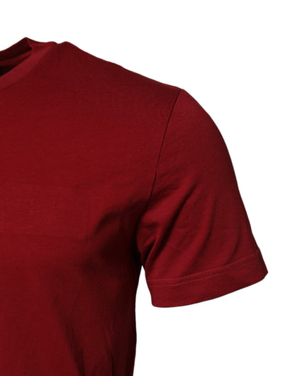 Dolce & Gabbana Rotes Baumwoll-T-Shirt mit kurzen Ärmeln und Rundhalsausschnitt