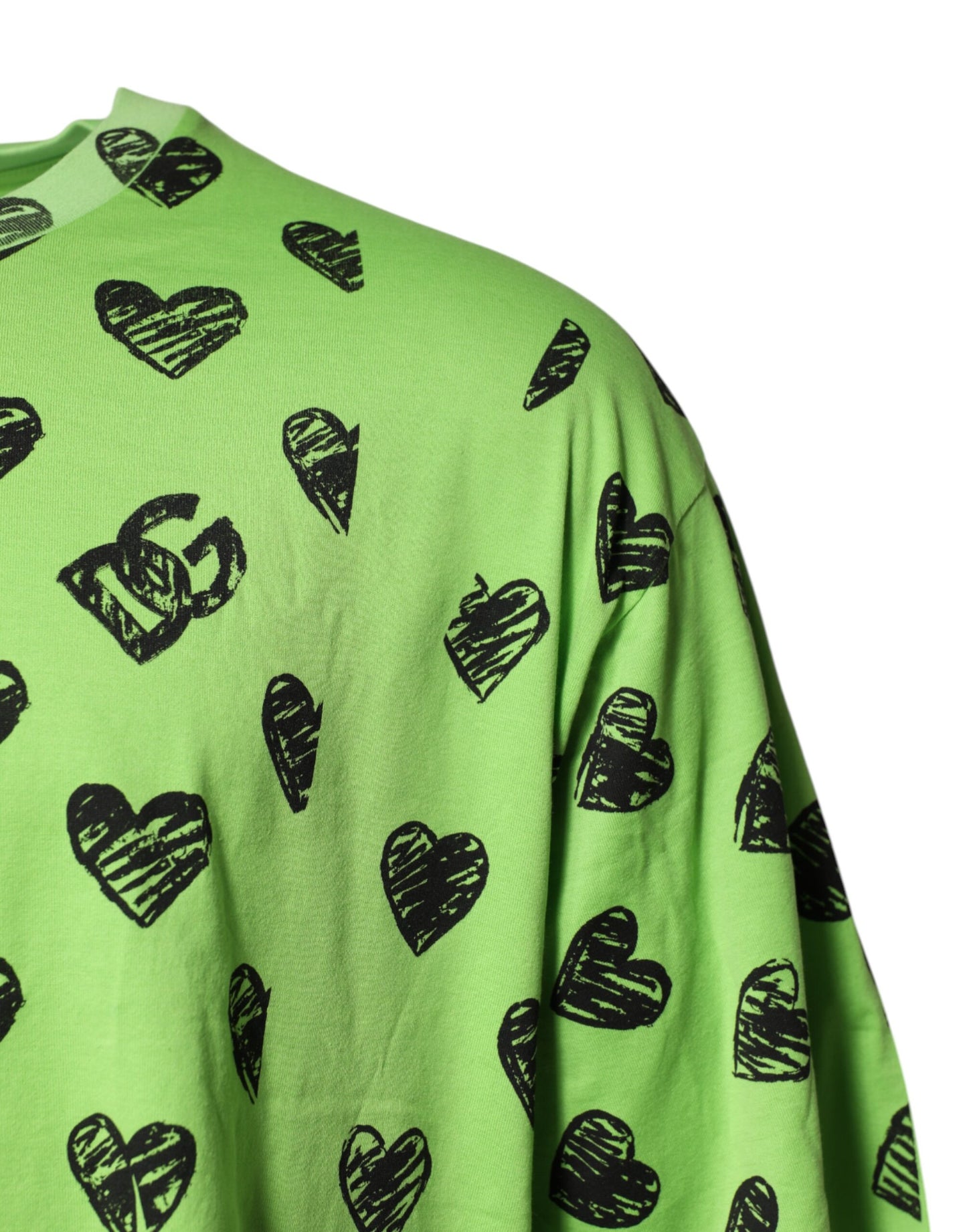 Dolce & Gabbana Grünes Herz T-Shirt mit Rundhalsausschnitt aus Baumwolle