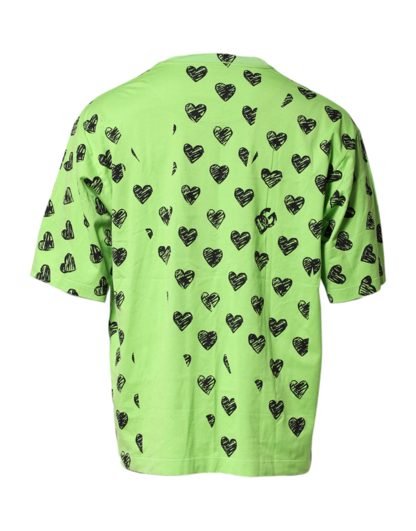 Dolce & Gabbana Grünes Herz T-Shirt mit Rundhalsausschnitt aus Baumwolle