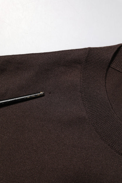 Dolce & Gabbana Braunes Seiden-T-Shirt mit Logo-Stickerei und Rundhalsausschnitt