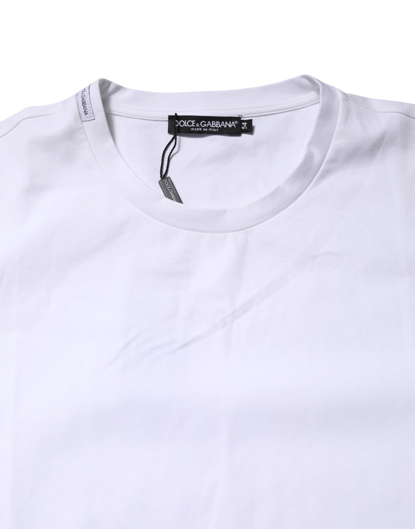Dolce & Gabbana Weißes Baumwoll-T-Shirt mit kurzen Ärmeln und Rundhalsausschnitt