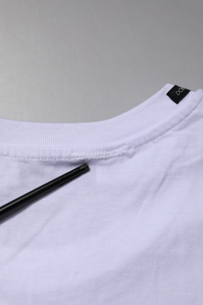 Dolce & Gabbana Weißes Baumwoll-T-Shirt mit kurzen Ärmeln und Rundhalsausschnitt