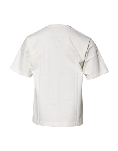 Dolce & Gabbana Weißes T-Shirt mit Rundhalsausschnitt und DG-Logo-Druck aus Baumwolle