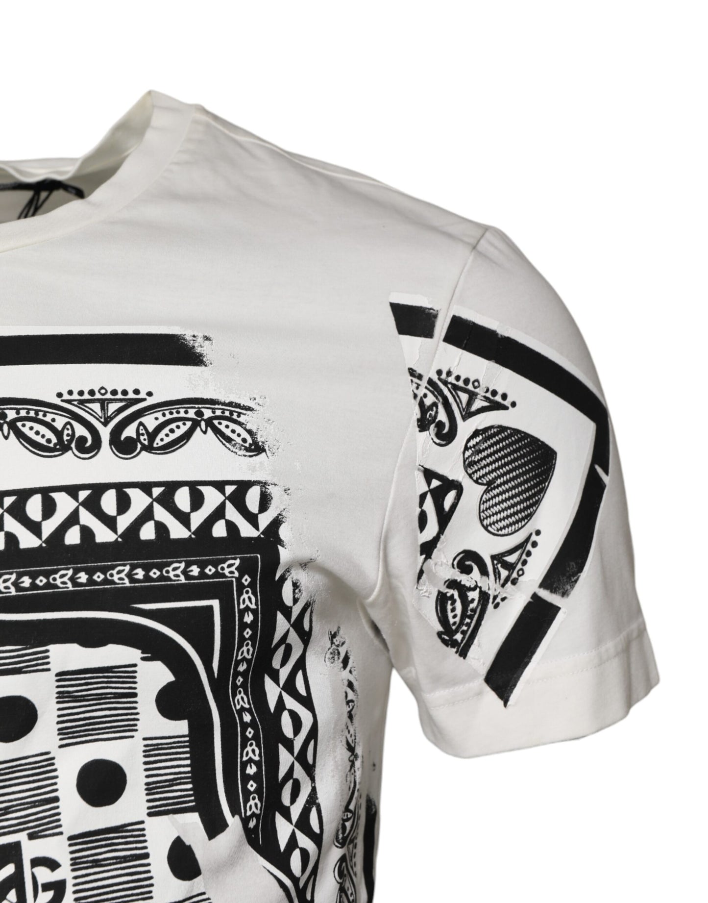 Dolce & Gabbana Weißes T-Shirt mit Logo-Bandana-Druck aus Baumwolle