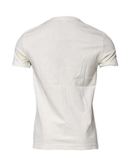Dolce & Gabbana Weißes T-Shirt mit Logo-Bandana-Druck aus Baumwolle