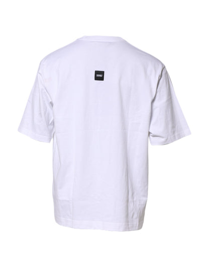 Dolce & Gabbana Weißes T-Shirt mit Rundhalsausschnitt und Logodruck aus Baumwolle