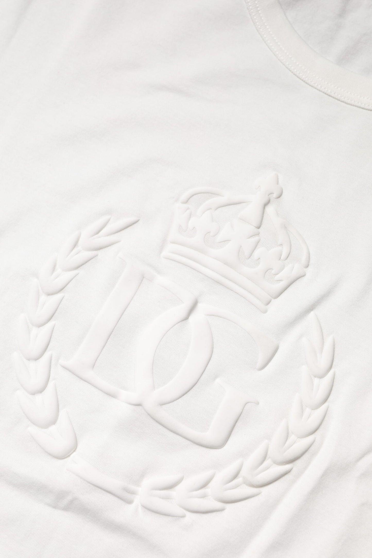 Dolce & Gabbana Weißes Baumwoll-T-Shirt mit DG-Kronenprägung