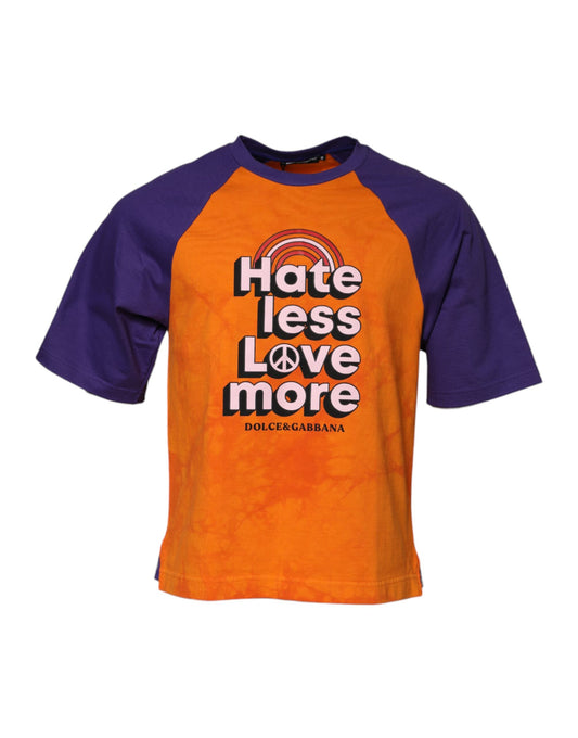 Dolce & Gabbana Orange lila bedrucktes T-Shirt mit Rundhalsausschnitt