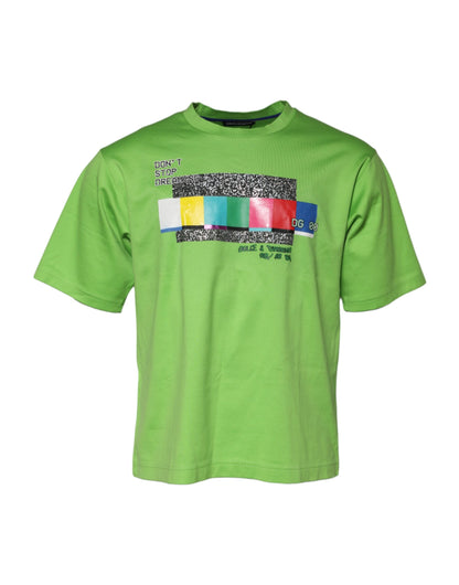 Dolce & Gabbana Grünes T-Shirt mit Rundhalsausschnitt und Grafikdruck