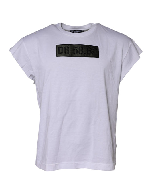 Dolce & Gabbana Weißes T-Shirt mit Logo-Stickerei und Rundhalsausschnitt