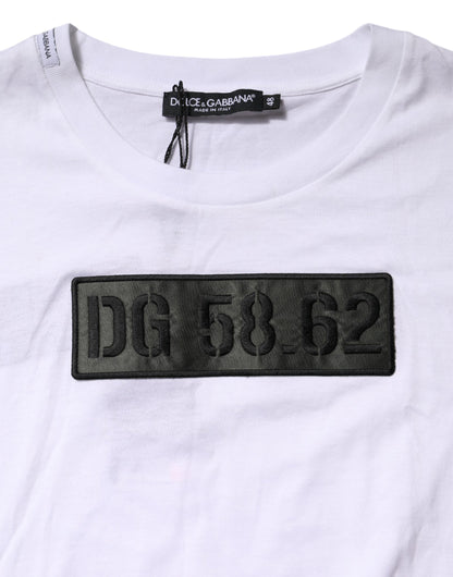 Dolce & Gabbana Weißes T-Shirt mit Logo-Stickerei und Rundhalsausschnitt
