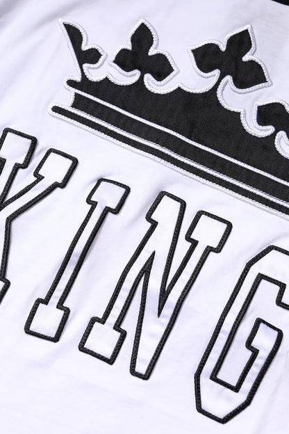 Dolce & Gabbana Weißes Baumwoll-T-Shirt mit Kronenkönig-Stickerei