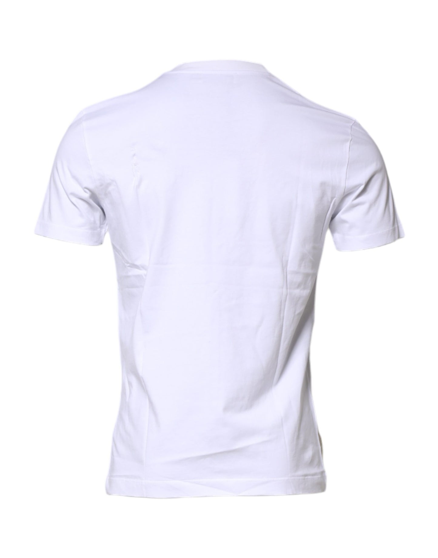 Dolce & Gabbana Weißes T-Shirt mit Rundhalsausschnitt und Logo-Patch aus Baumwolle
