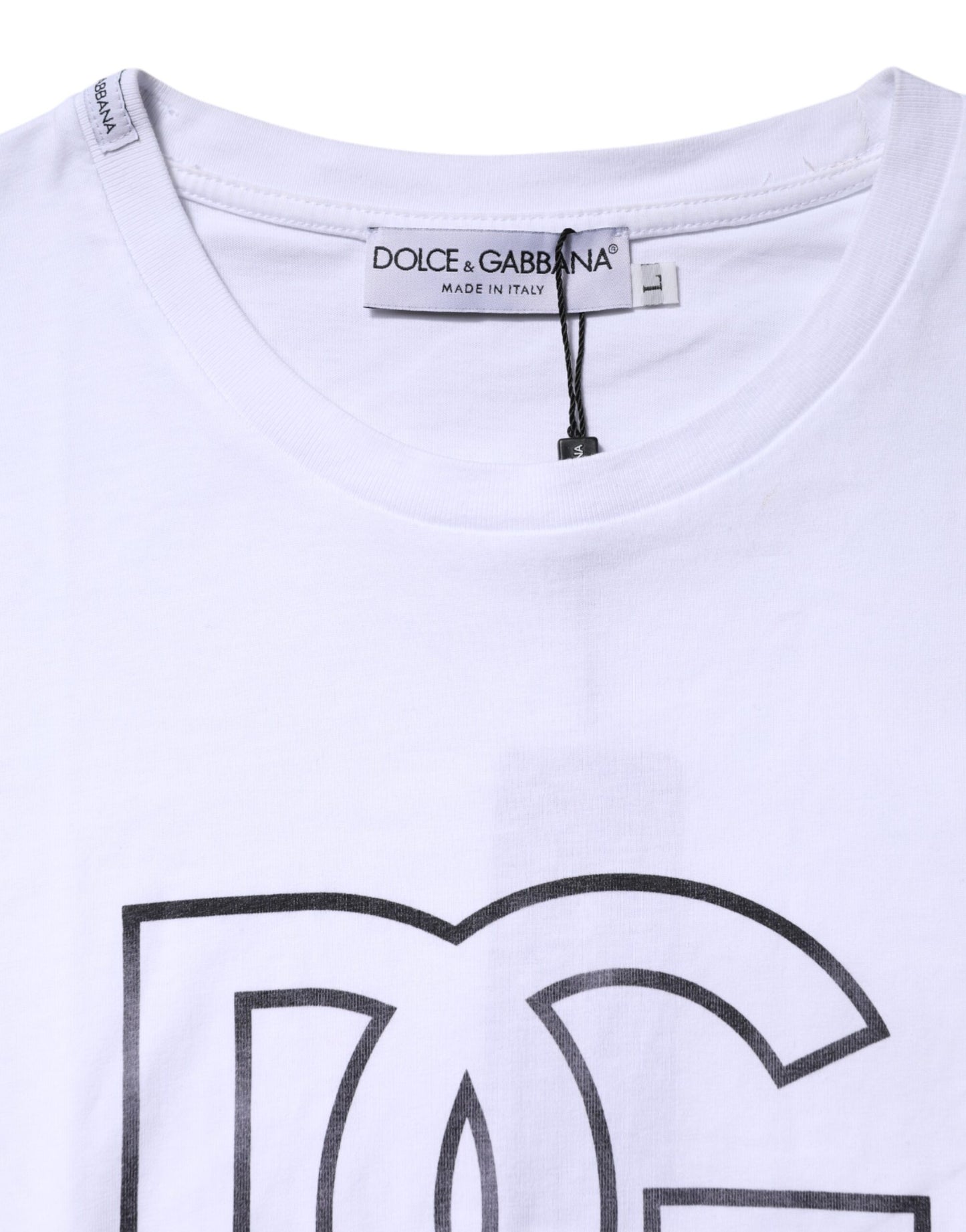 Dolce & Gabbana Weißes DG Logo Print Kurzarm-T-Shirt