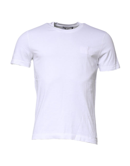 Dolce & Gabbana Weißes Baumwoll-T-Shirt mit Rundhalsausschnitt und kurzen Ärmeln