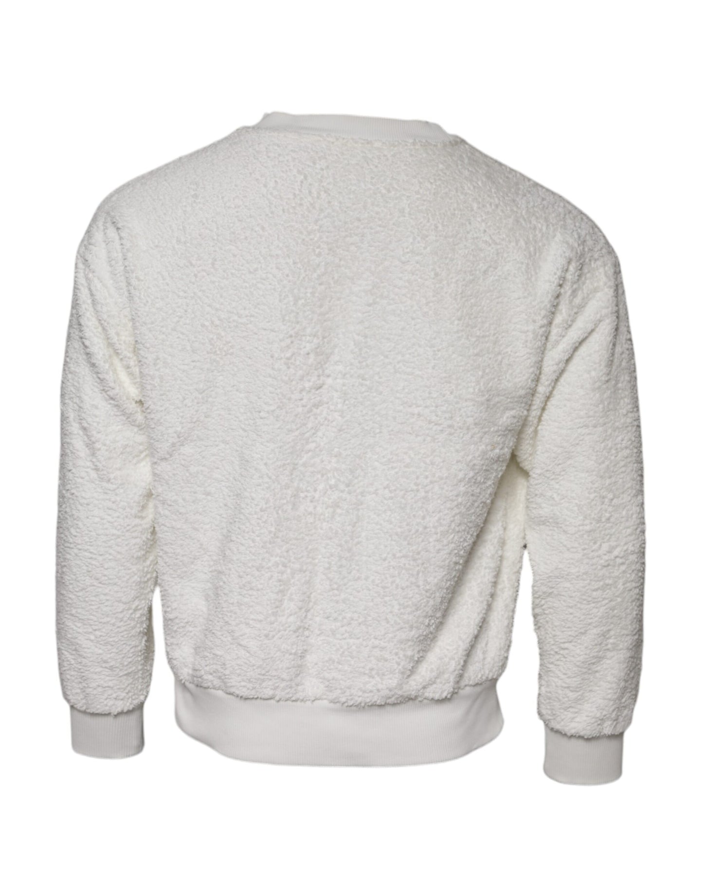 Dolce & Gabbana Weißer Baumwollfleece-Pullover mit Rundhalsausschnitt