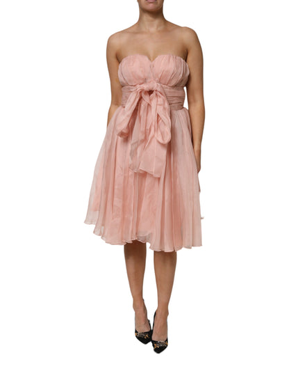 Dolce & Gabbana Rosa Seidenchiffon A-Linie plissiertes Midikleid