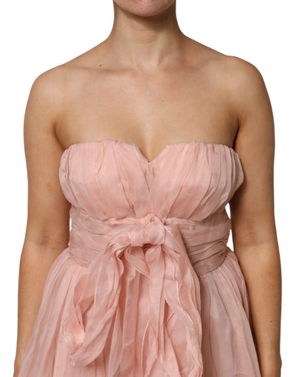 Dolce & Gabbana Rosa Seidenchiffon A-Linie plissiertes Midikleid