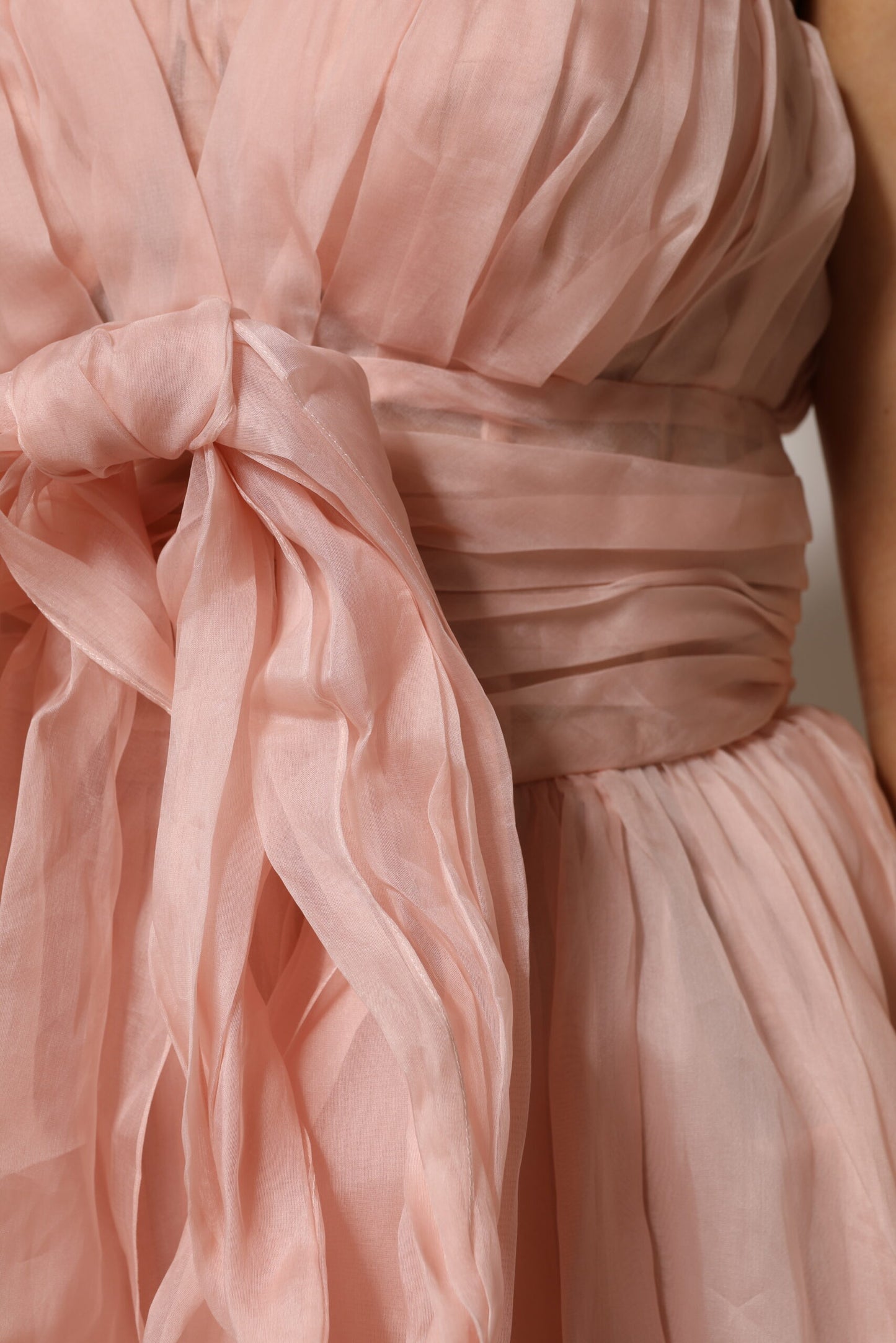 Dolce & Gabbana Rosa Seidenchiffon A-Linie plissiertes Midikleid