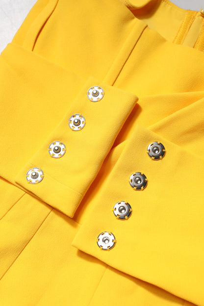 Dolce & Gabbana Gelbes Midikleid mit Seitenschlitz und einer Schulter