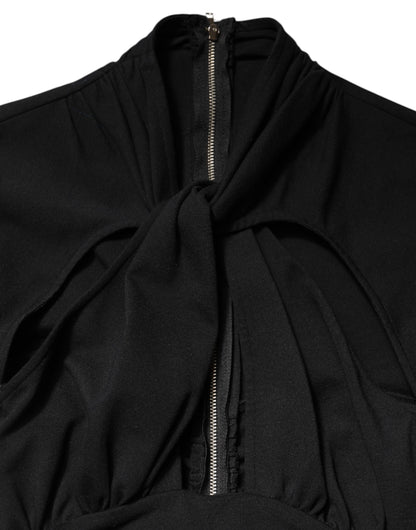 Dolce & Gabbana Schwarzes langärmeliges Etuikleid Midikleid