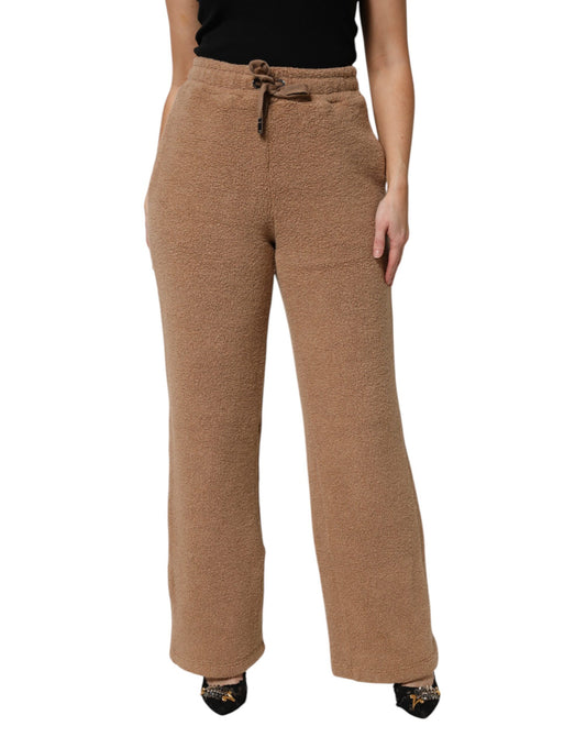 Dolce & Gabbana Braune Logo-Plakette Sweatpants Gerade Hose