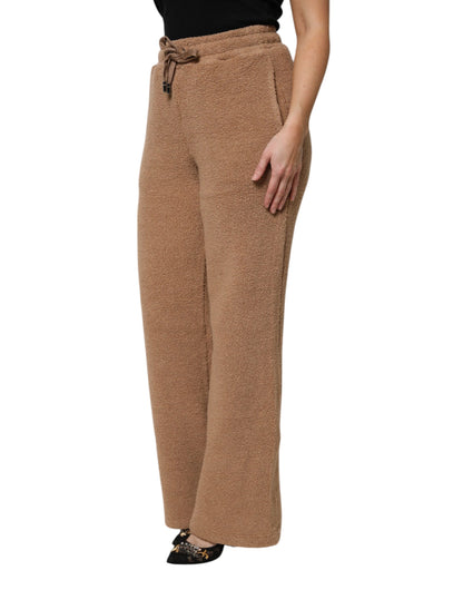 Dolce & Gabbana Braune Logo-Plakette Sweatpants Gerade Hose
