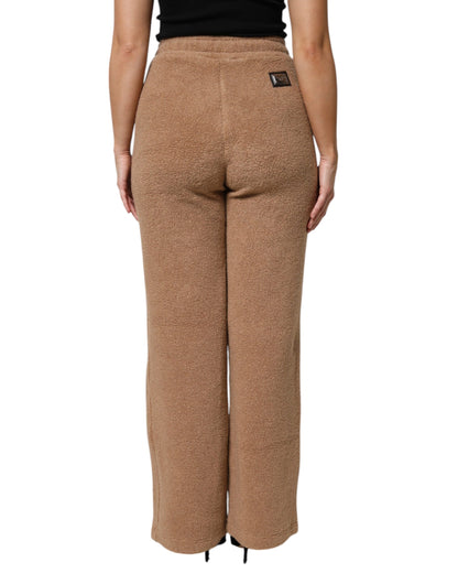 Dolce & Gabbana Braune Logo-Plakette Sweatpants Gerade Hose