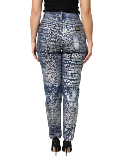 Dolce & Gabbana Blaue, gewaschene Denim-Jeans mit hoher Taille