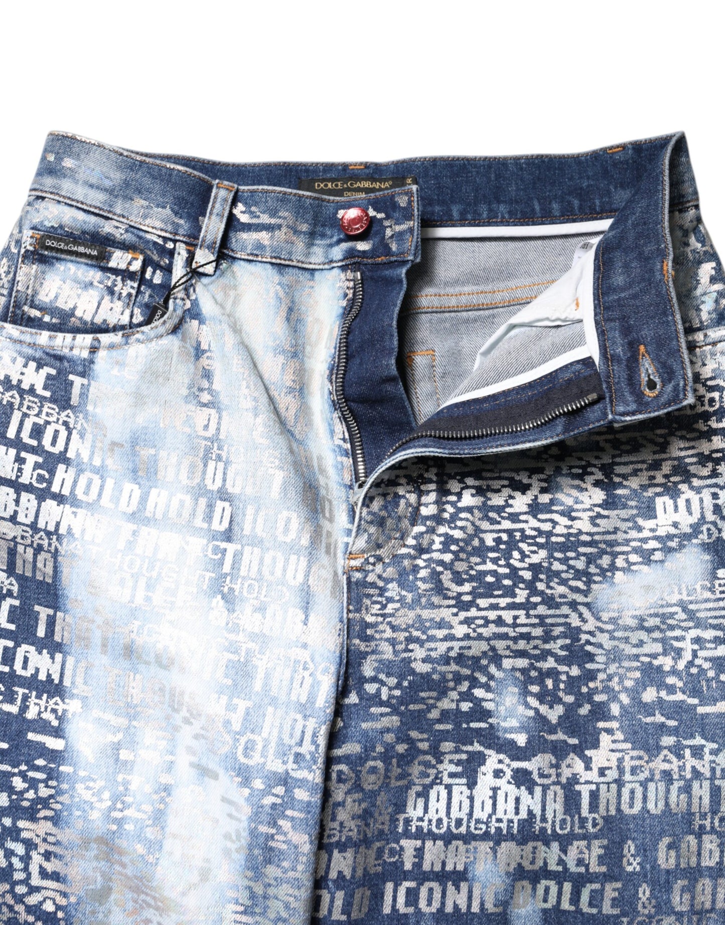 Dolce & Gabbana Blaue, gewaschene Denim-Jeans mit hoher Taille