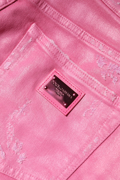 Dolce & Gabbana Rosa zerfledderte Jeans mit mittlerer Taille aus Denim