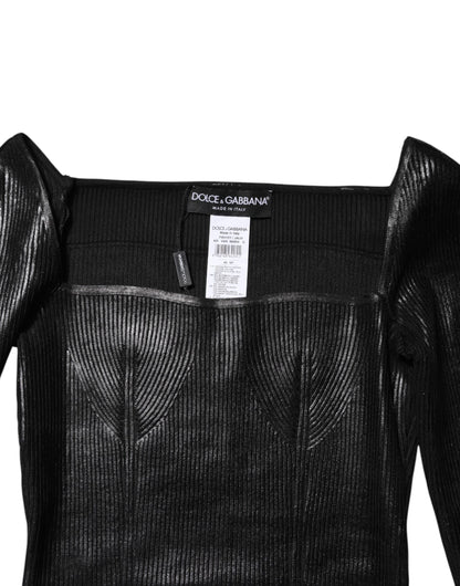 Dolce & Gabbana Schwarzes langärmeliges Blusentop aus Viskose