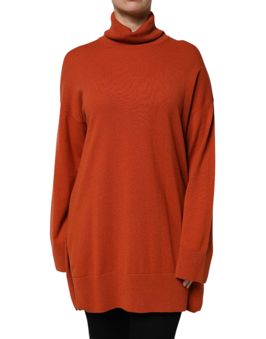 Alpha Studio Dunkeloranger Rollkragenpullover mit langen Ärmeln