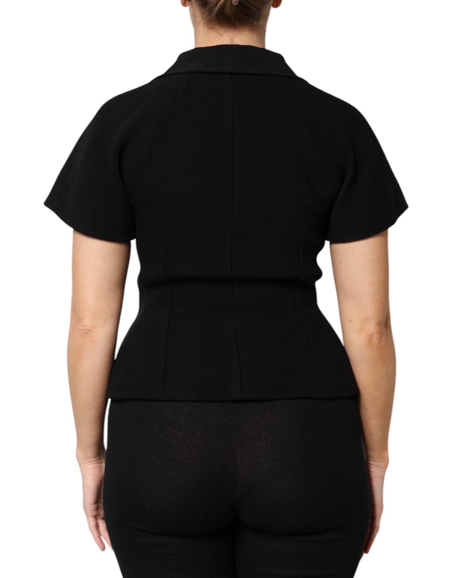 Dolce & Gabbana Schwarzer Wollmantel Zweireiher Jacke