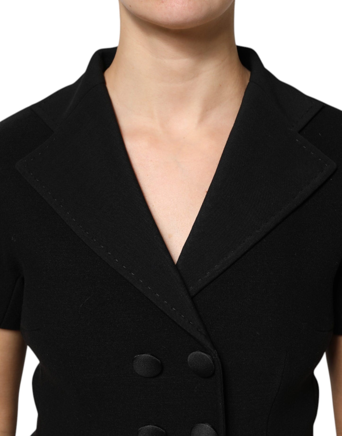 Dolce & Gabbana Schwarzer Wollmantel Zweireiher Jacke