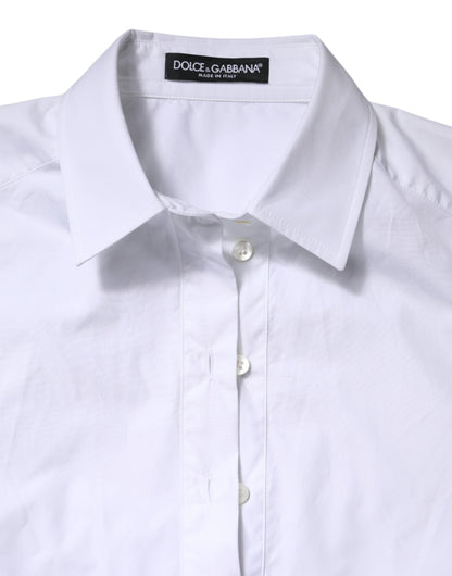 Dolce & Gabbana Weißes Baumwoll-Poloshirt mit kurzen Ärmeln und Kragen