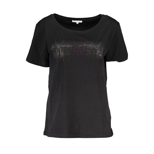 Patrizia Pepe Schickes Kurzarm-T-Shirt mit weitem Halsausschnitt und kontrastierenden Details