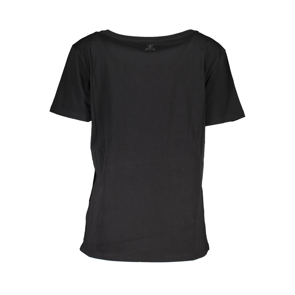 Patrizia Pepe Schickes Kurzarm-T-Shirt mit weitem Halsausschnitt und kontrastierenden Details