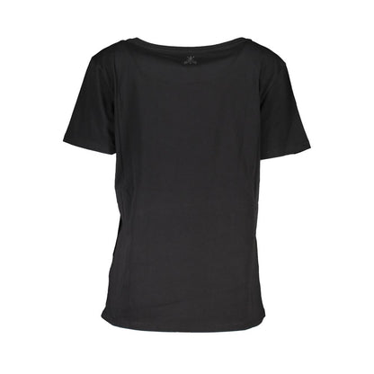 Patrizia Pepe Schickes Kurzarm-T-Shirt mit weitem Halsausschnitt und kontrastierenden Details