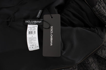 Dolce & Gabbana Schwarzes graues Etuikleid in voller Länge