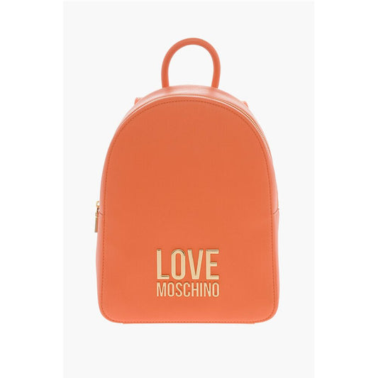 Moschino LOVE Rucksack aus strukturiertem Kunstleder mit goldenem Logo