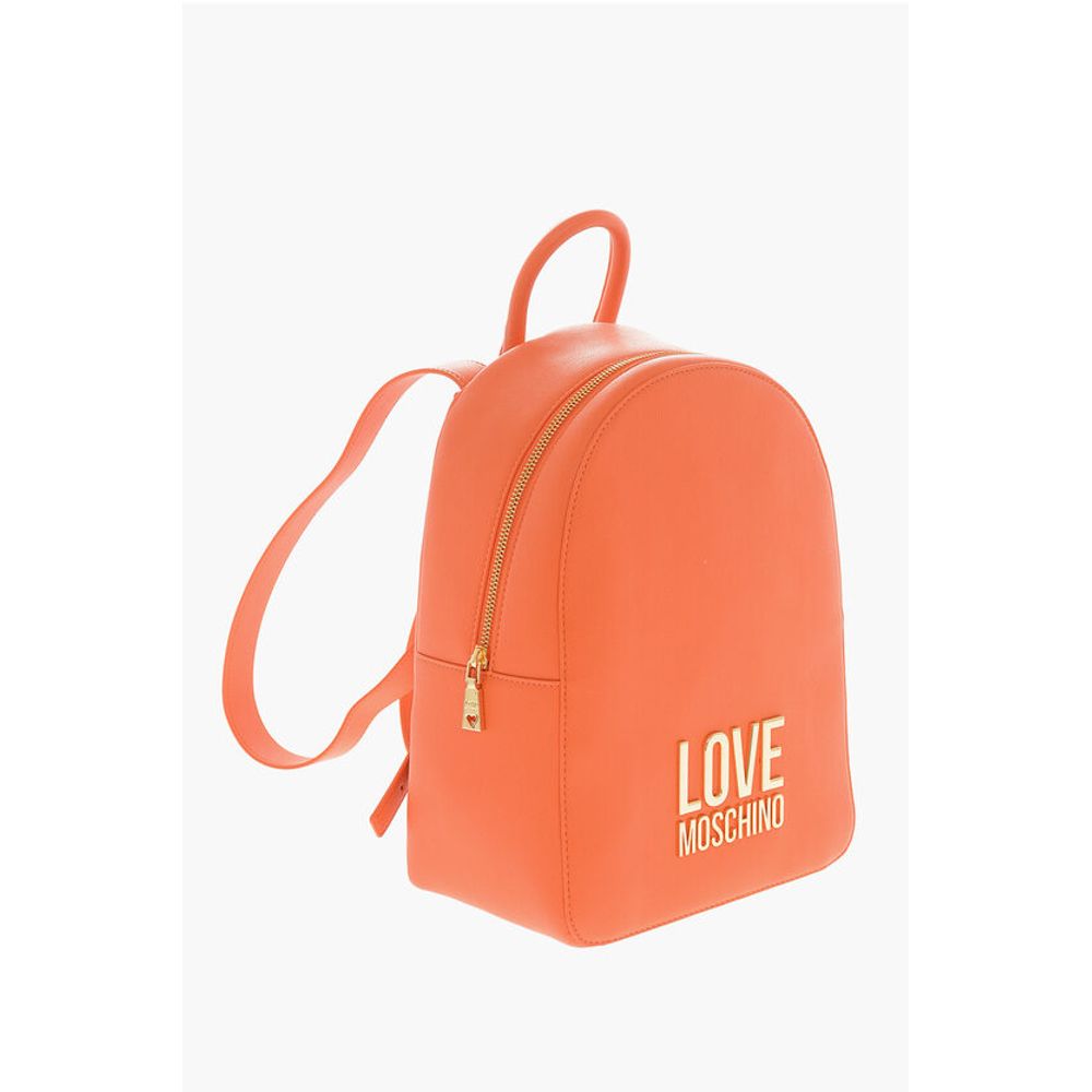 Moschino LOVE Rucksack aus strukturiertem Kunstleder mit goldenem Logo
