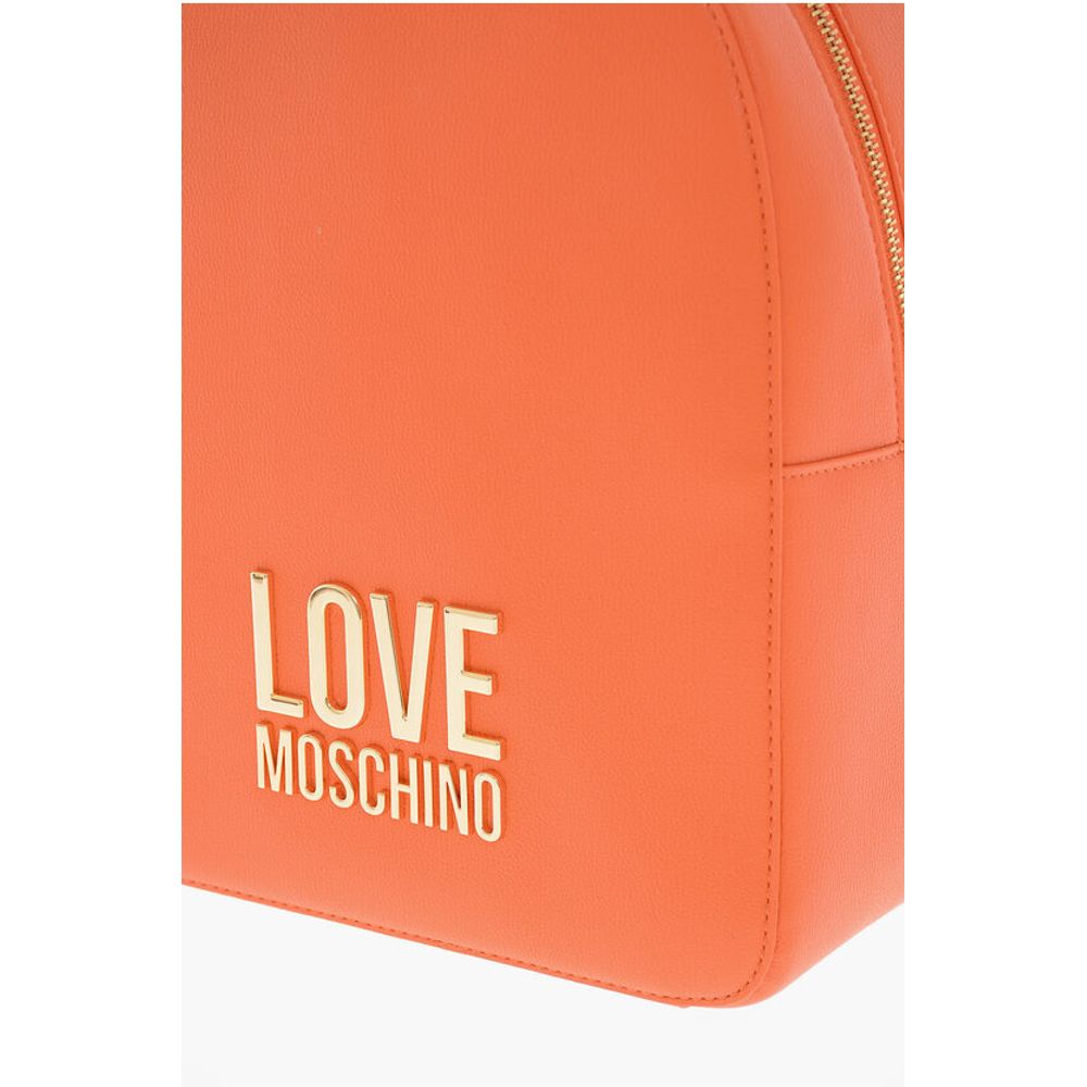 Moschino LOVE Rucksack aus strukturiertem Kunstleder mit goldenem Logo