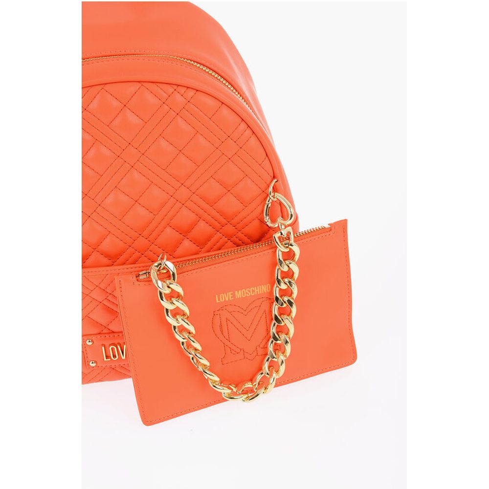 Moschino LOVE Gesteppter Kunstlederrucksack mit passender Tasche