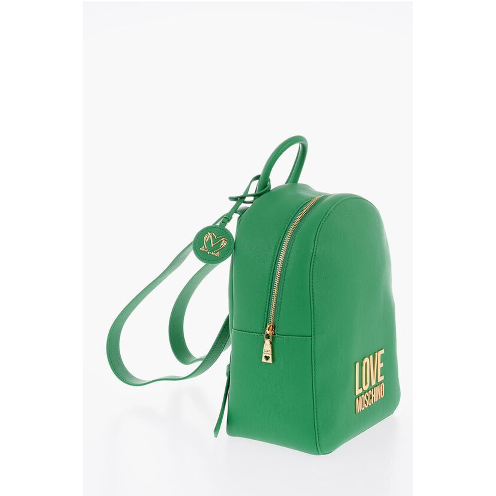 Moschino LOVE Rucksack aus strukturiertem Kunstleder mit geprägtem goldenem Maxi-Logo