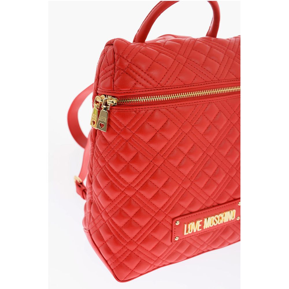 Moschino LOVE Gesteppter Kunstlederrucksack mit goldenem Logo
